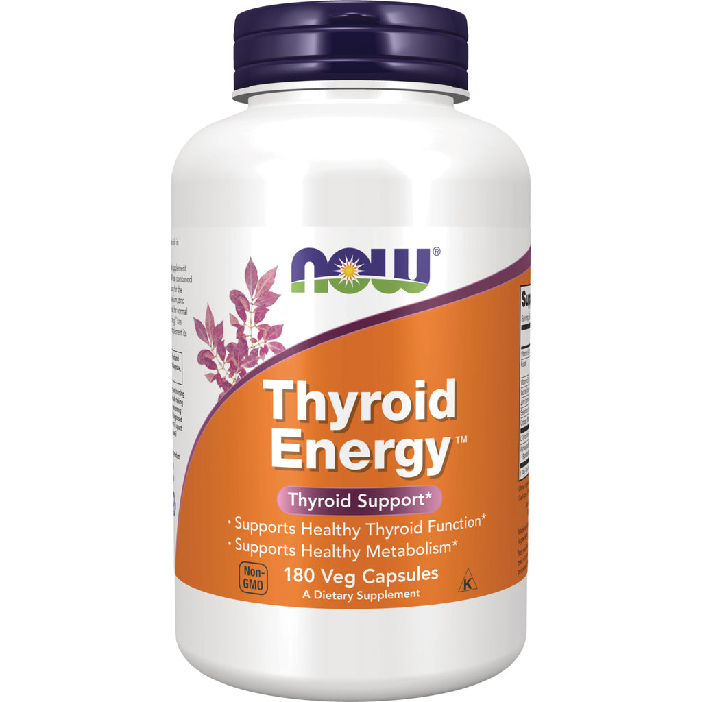 NWF713 | NOW Thyroid Energy dietary supplement bottle with orange front label, 180 Veg Capsules - Thumbnail