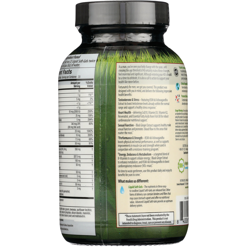 IR256 | Back label of green supplement bottle showing Supplement Facts panel and product ingredient and usage text - Thumbnail