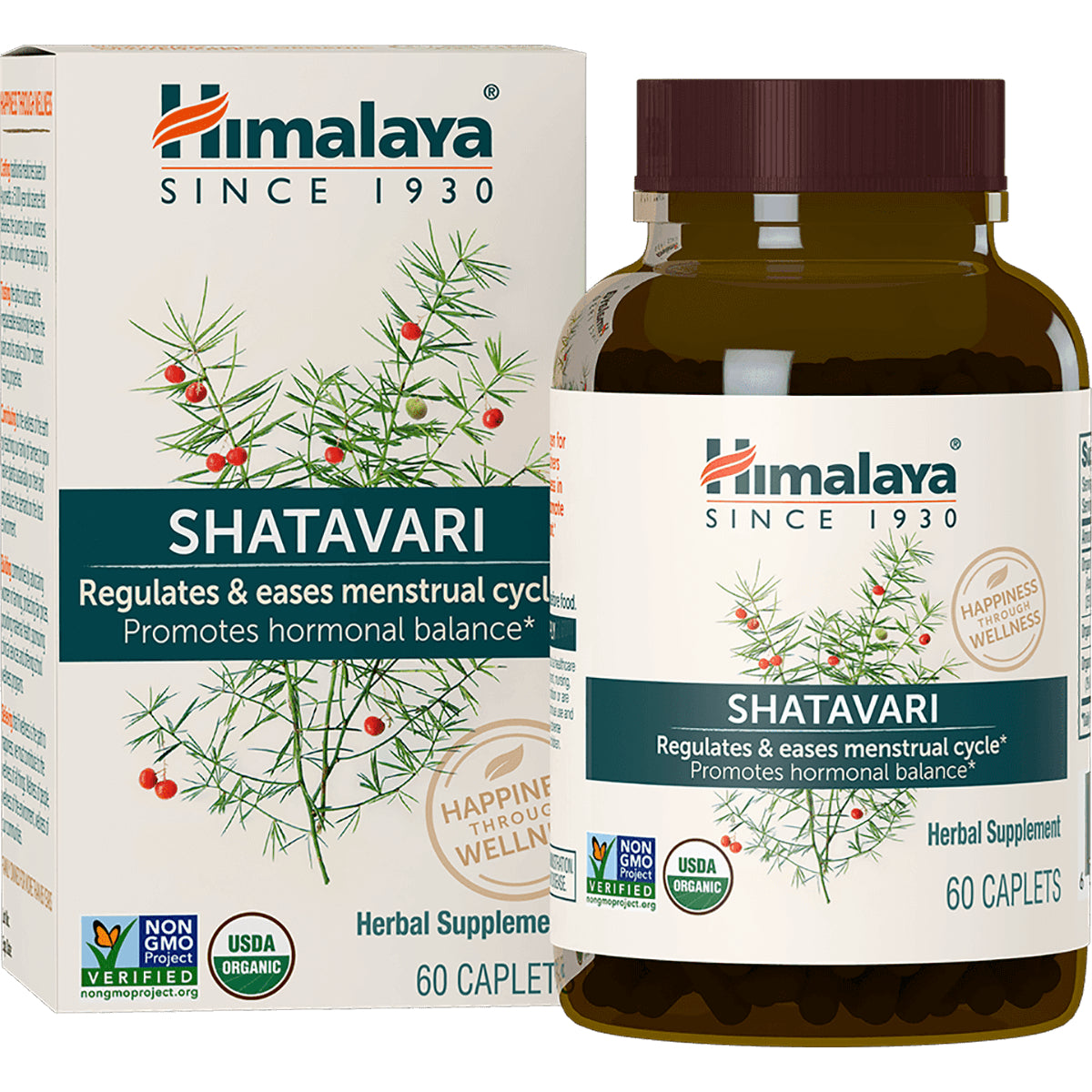 HHH022 | Himalaya Shatavari herbal supplement bottle and box, 60 caplets, promotes hormonal balance