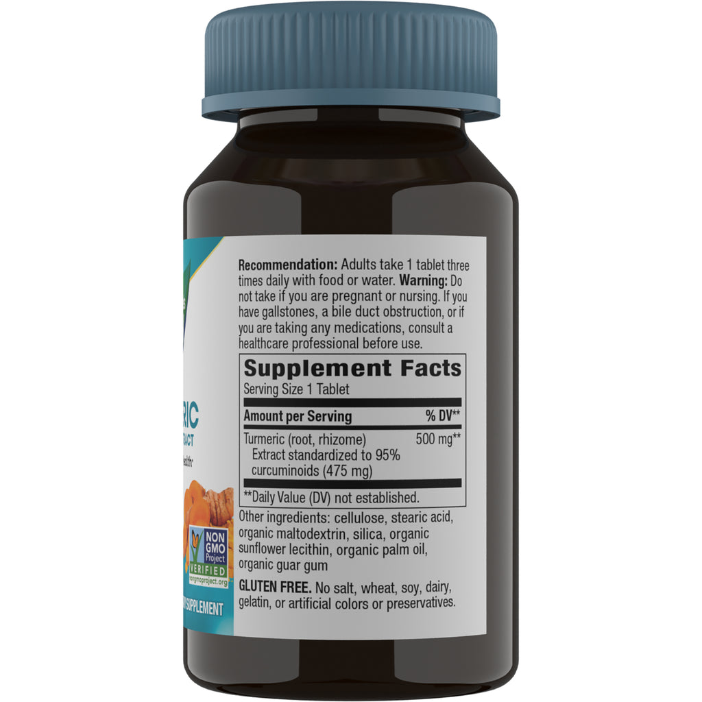 NW534 | Back label showing Supplement Facts panel with serving size, turmeric 500 mg, and ingredient list - Thumbnail