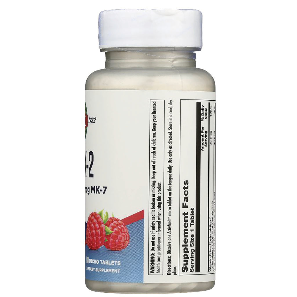 KL540 | back of white supplement bottle showing Supplement Facts panel and raspberry graphic - Thumbnail