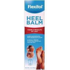 MS662 | Flexitol Heel Balm front packaging showing product name, visible results in 1 day claim and before/after feet images