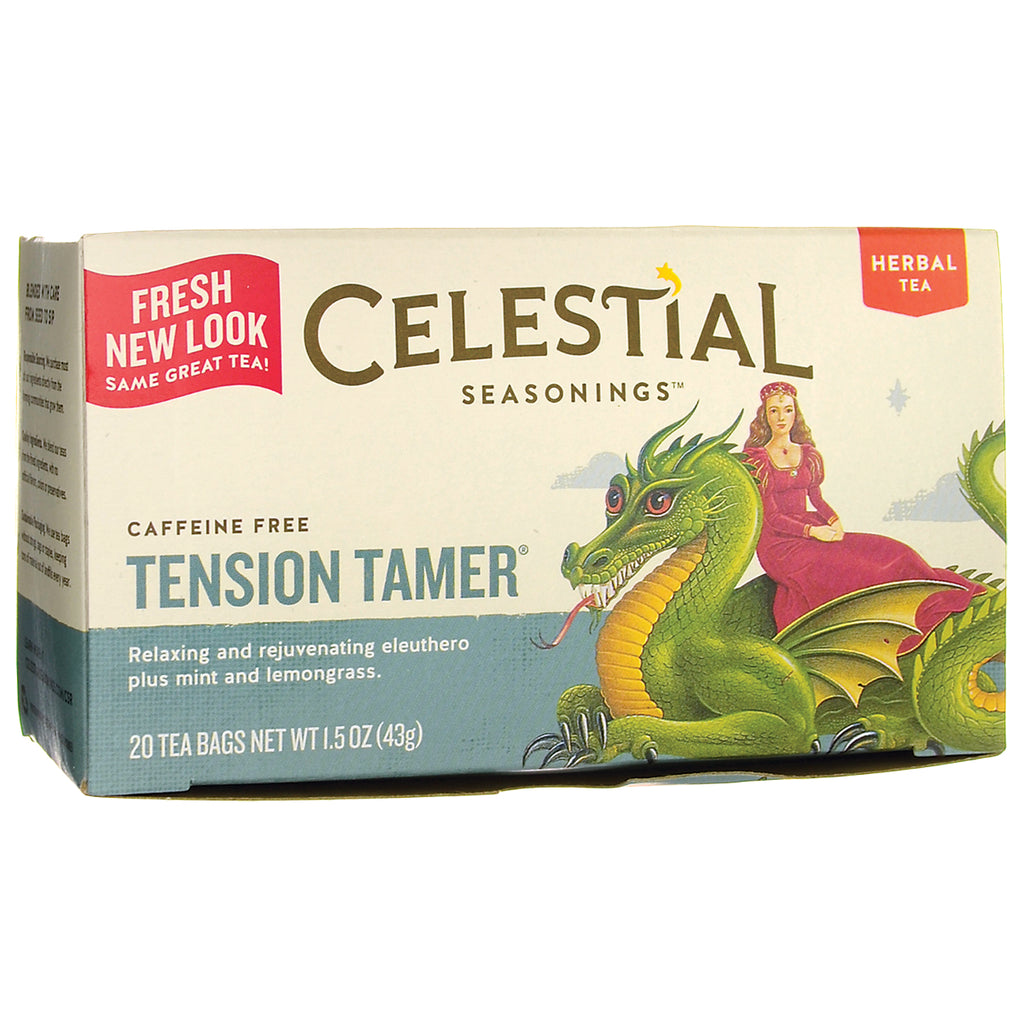 CEL014 | Celestial Seasonings Tension Tamer caffeine free herbal tea box with dragon illustration, 20 tea bags - Thumbnail