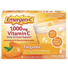 AC112 | Emergen-C 1,000 mg Vitamin C tangerine drink mix box, 30 packets, Daily Immune Support