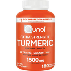 QNL011 | Qunol Extra Strength Turmeric curcumin complex 1500mg vegetarian capsules bottle front