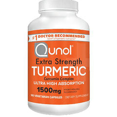QNL011 | Qunol Extra Strength Turmeric curcumin complex 1500mg vegetarian capsules bottle front