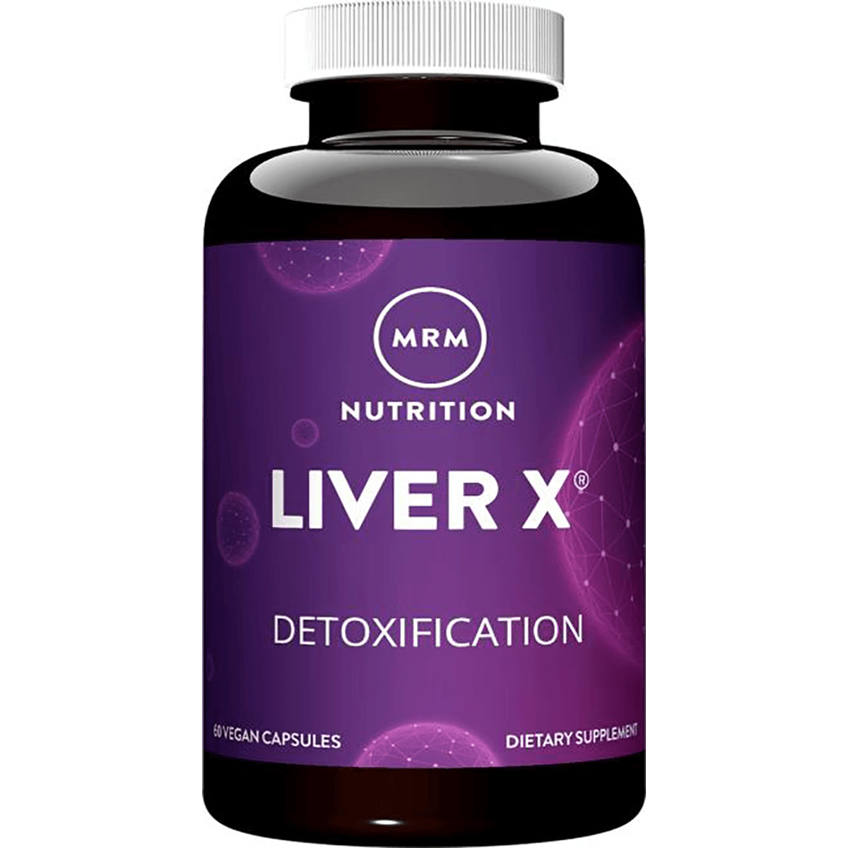 MRM008 | MRM Nutrition Liver X detoxification supplement bottle with purple label stating 60 vegan capsules