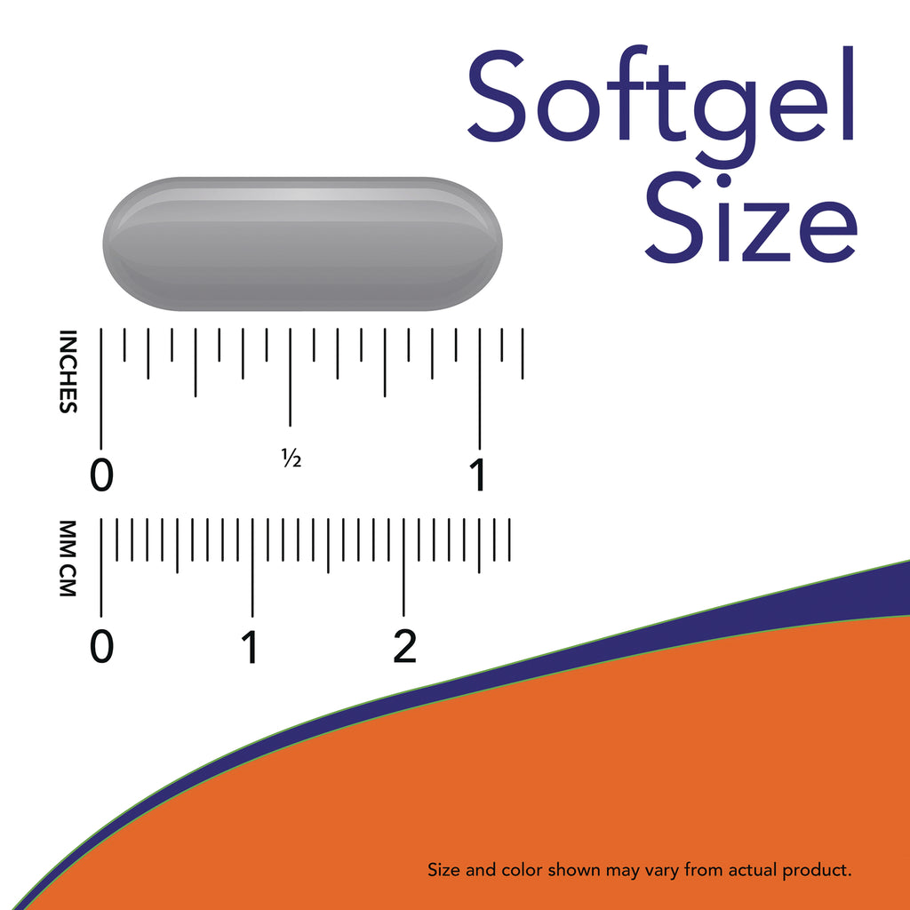 NWF1010 | gray softgel capsule above inch and centimeter rulers labeled Softgel Size - Thumbnail