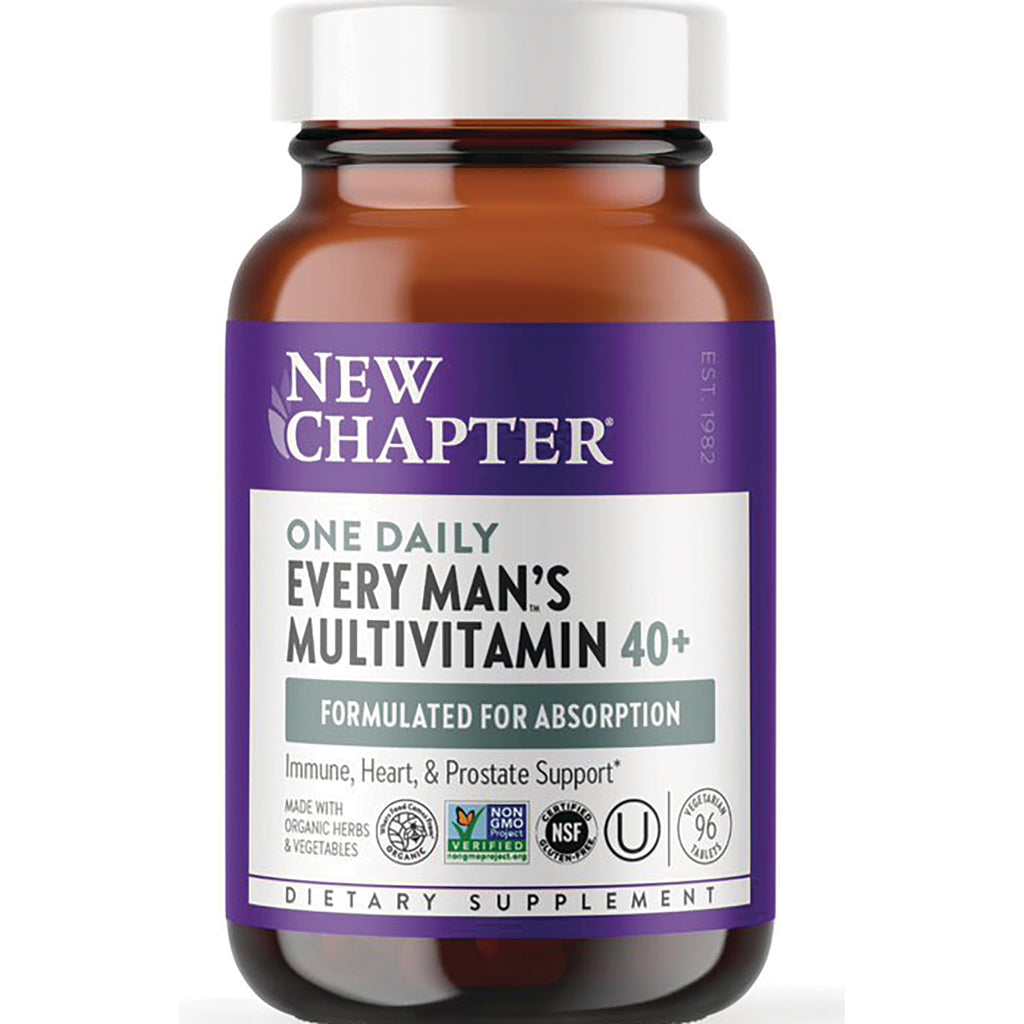 NWC319 | New Chapter Every Man's Multivitamin 40+ brown glass bottle front label showing product name and supplement details - Thumbnail