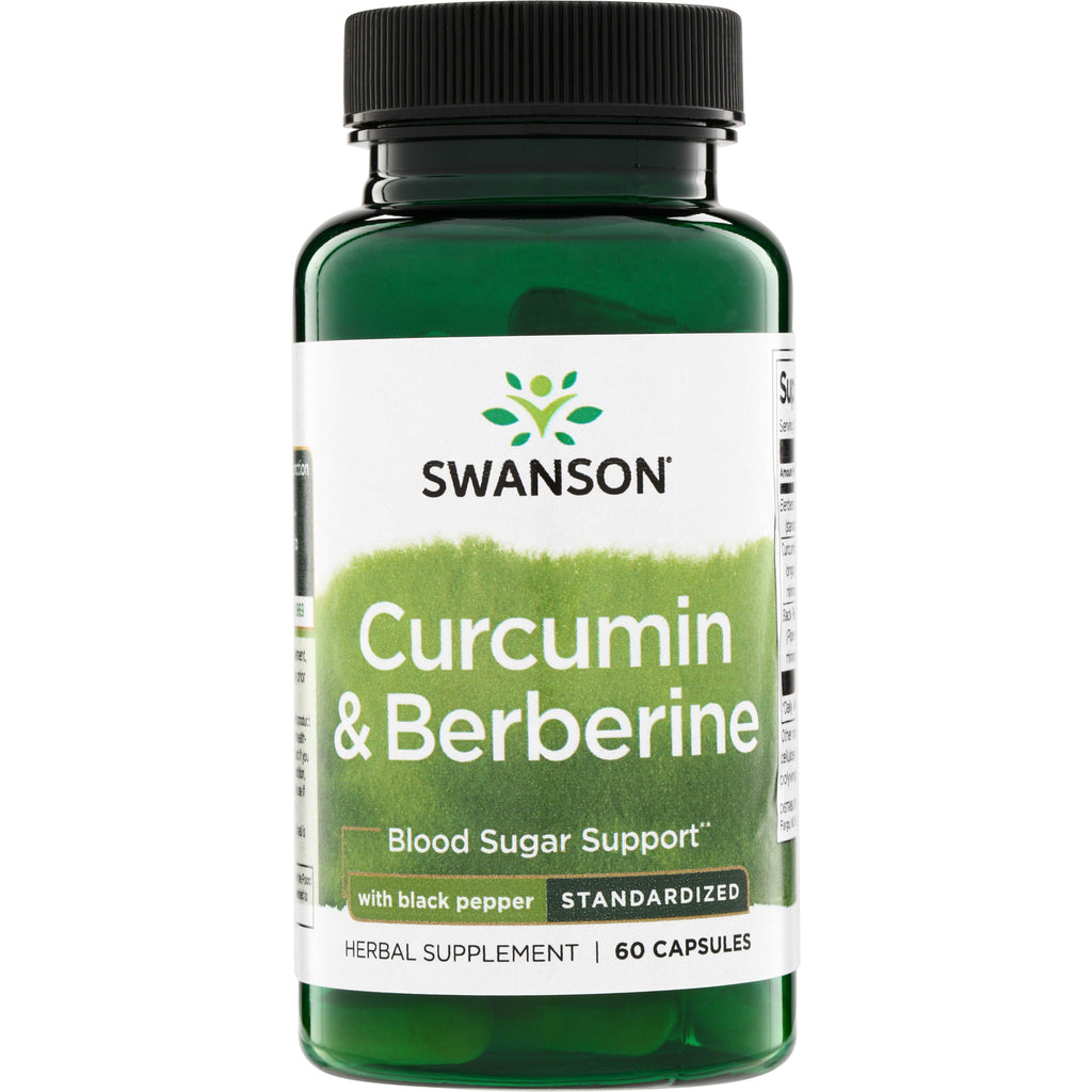 SWH279 | Swanson Curcumin & Berberine bottle, Blood Sugar Support, with black pepper, 60 capsules - Thumbnail