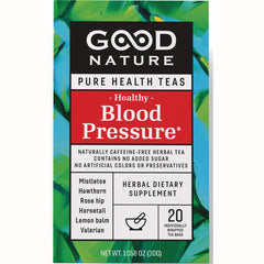 GDN028 | Good Nature Pure Health Teas box labeled Healthy Blood Pressure herbal dietary supplement, 20 individually wrapped tea bags