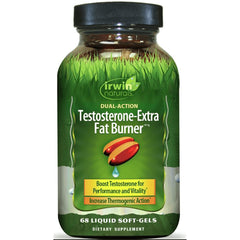IR210 | Irwin Naturals Testosterone-Extra Fat Burner bottle with green label, 68 liquid soft-gels