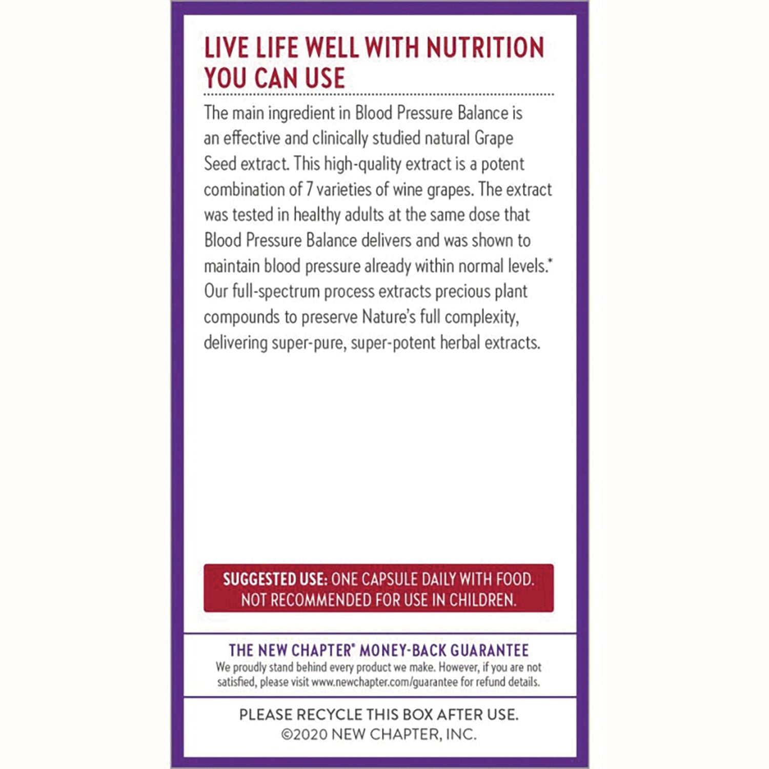 NWC283 | Back panel with product description and suggested use ONE CAPSULE DAILY WITH FOOD