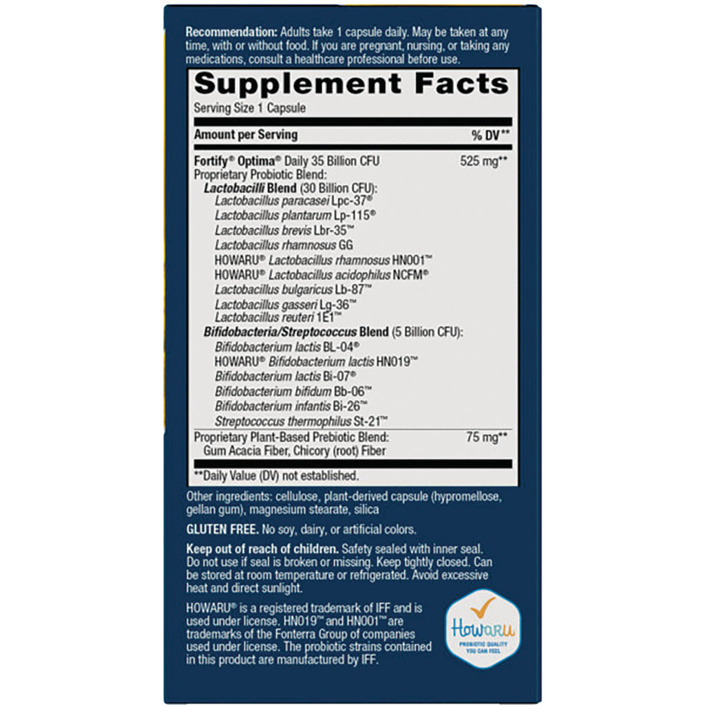 NW642 | supplement facts panel showing serving size 1 capsule, probiotic strains and other ingredients - Thumbnail