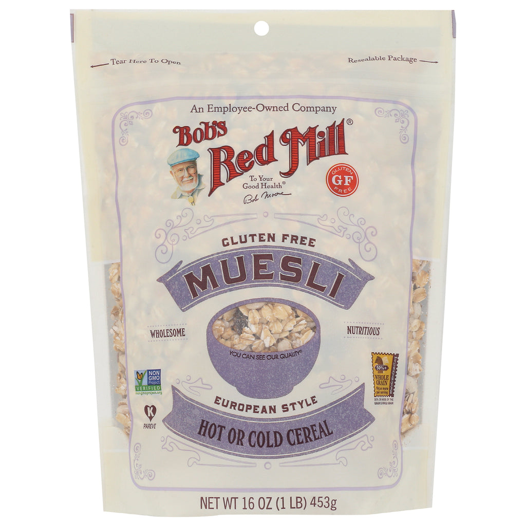 BOB136 | Bob's Red Mill gluten free Muesli pouch front European style hot or cold cereal 16 oz - Thumbnail