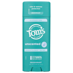 TSM099 | Tom's of Maine Unscented Deodorant, aluminum free, odor & wetness protection, dermatologist tested, 3.25 oz