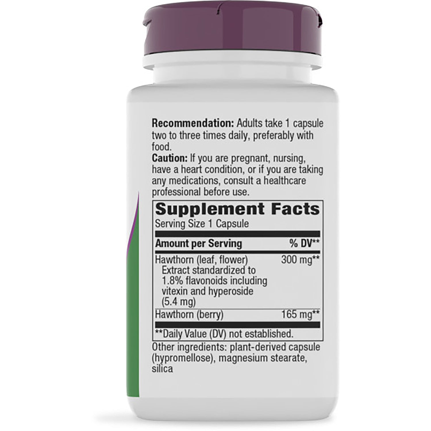 NW526 | Back of brown supplement bottle showing Supplement Facts panel, dosage recommendation and gluten free statement