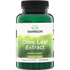 SWH159 | Swanson Olive Leaf Extract bottle with white label, 500 mg per capsule, 120 capsules