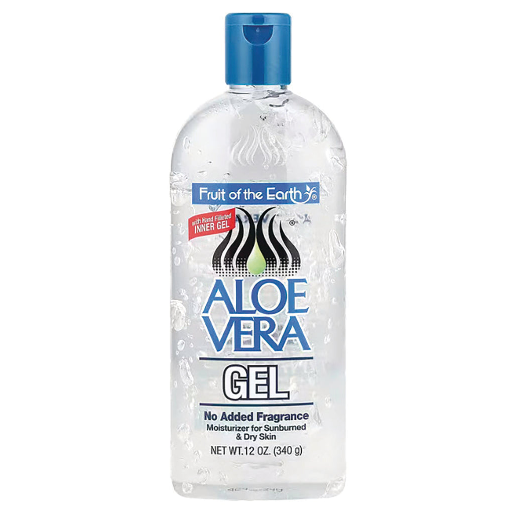 FE003 | Clear bottle of Fruit of the Earth Aloe Vera Gel no added fragrance 12 oz - Thumbnail