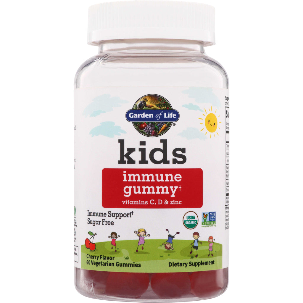 GLF387 | Garden of Life Kids Immune Gummy, sugar free cherry flavor, 60 vegetarian gummies - Thumbnail