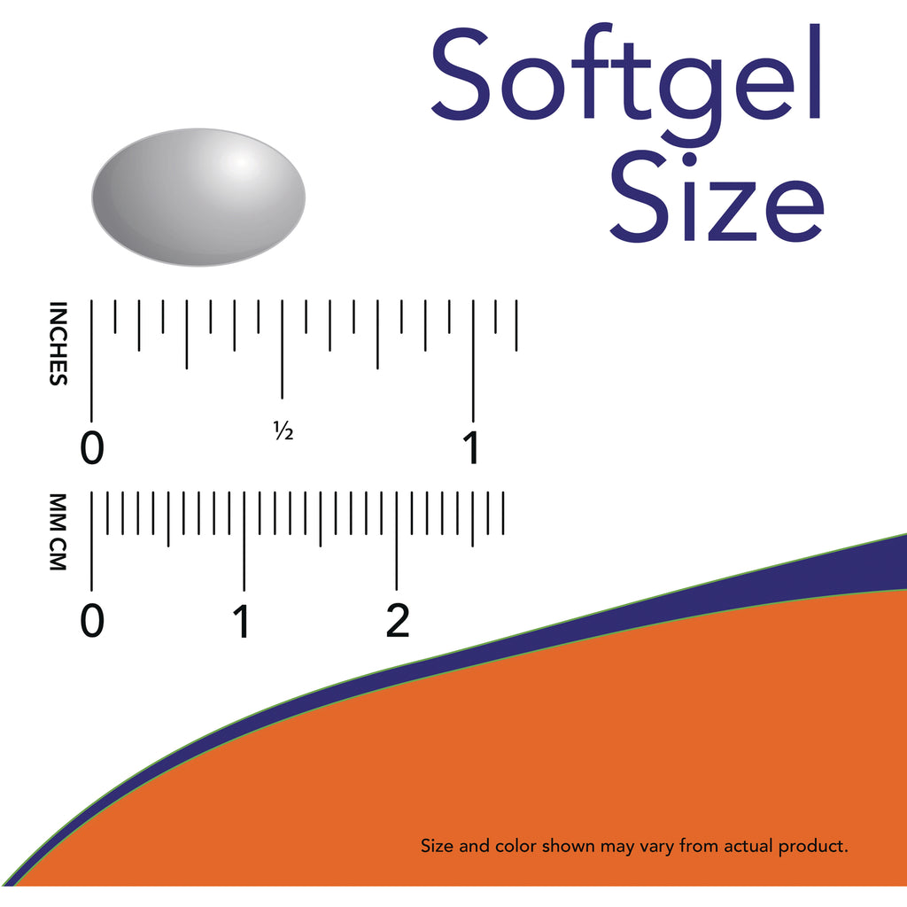 NWF348 | Softgel size chart with capsule illustration and inch and millimeter rulers - Thumbnail