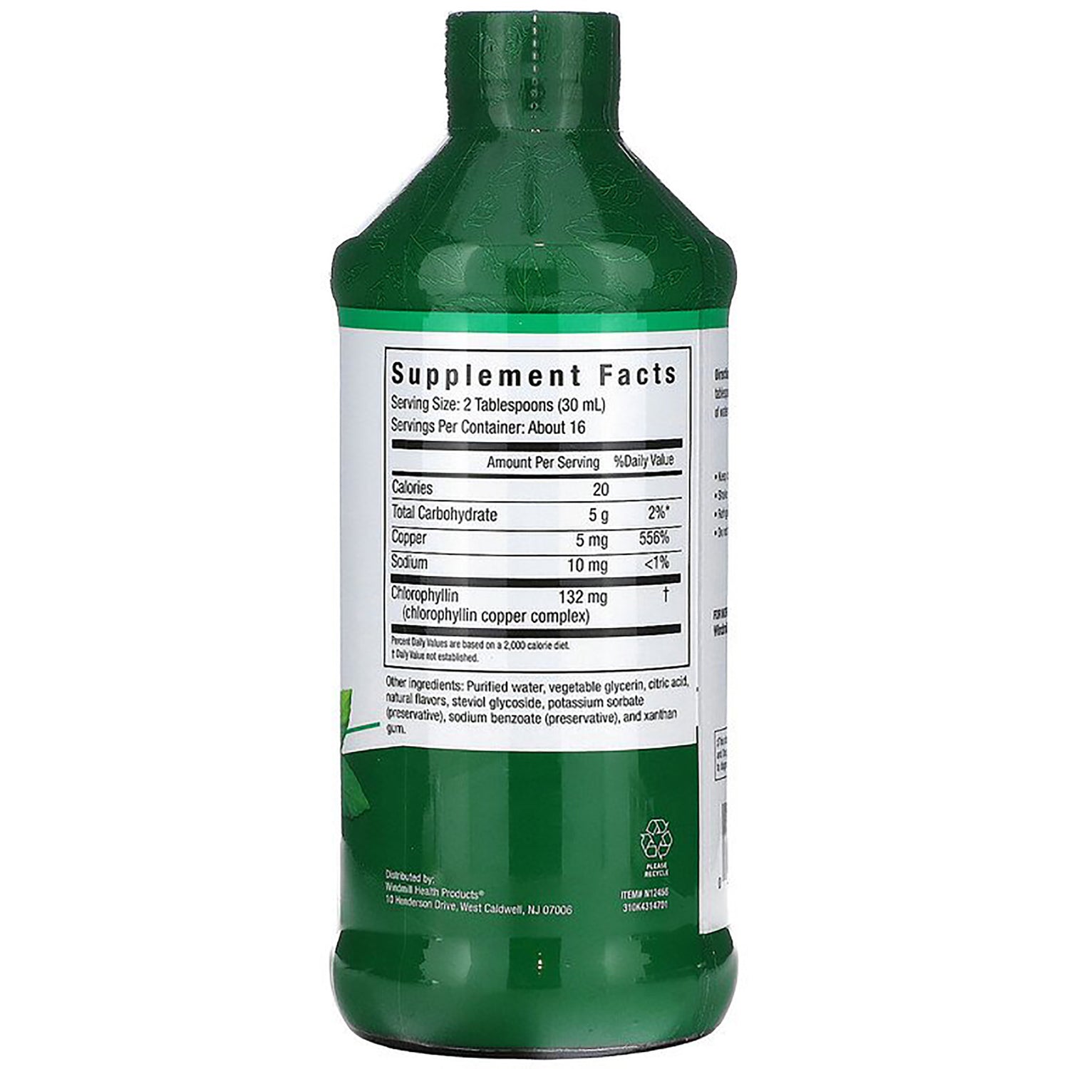 CFR014 | back of green bottle showing Supplement Facts label and ingredients panel