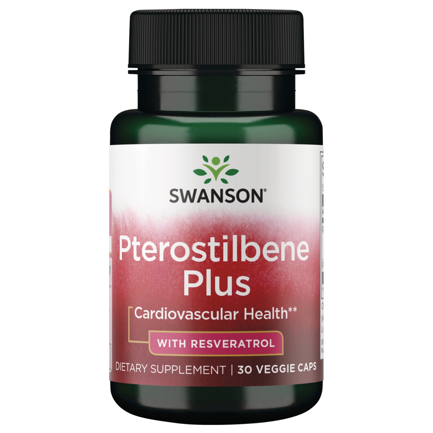 SWU874 | Three front-facing Swanson Pterostilbene Plus supplement bottles labeled Cardiovascular Health with Resveratrol