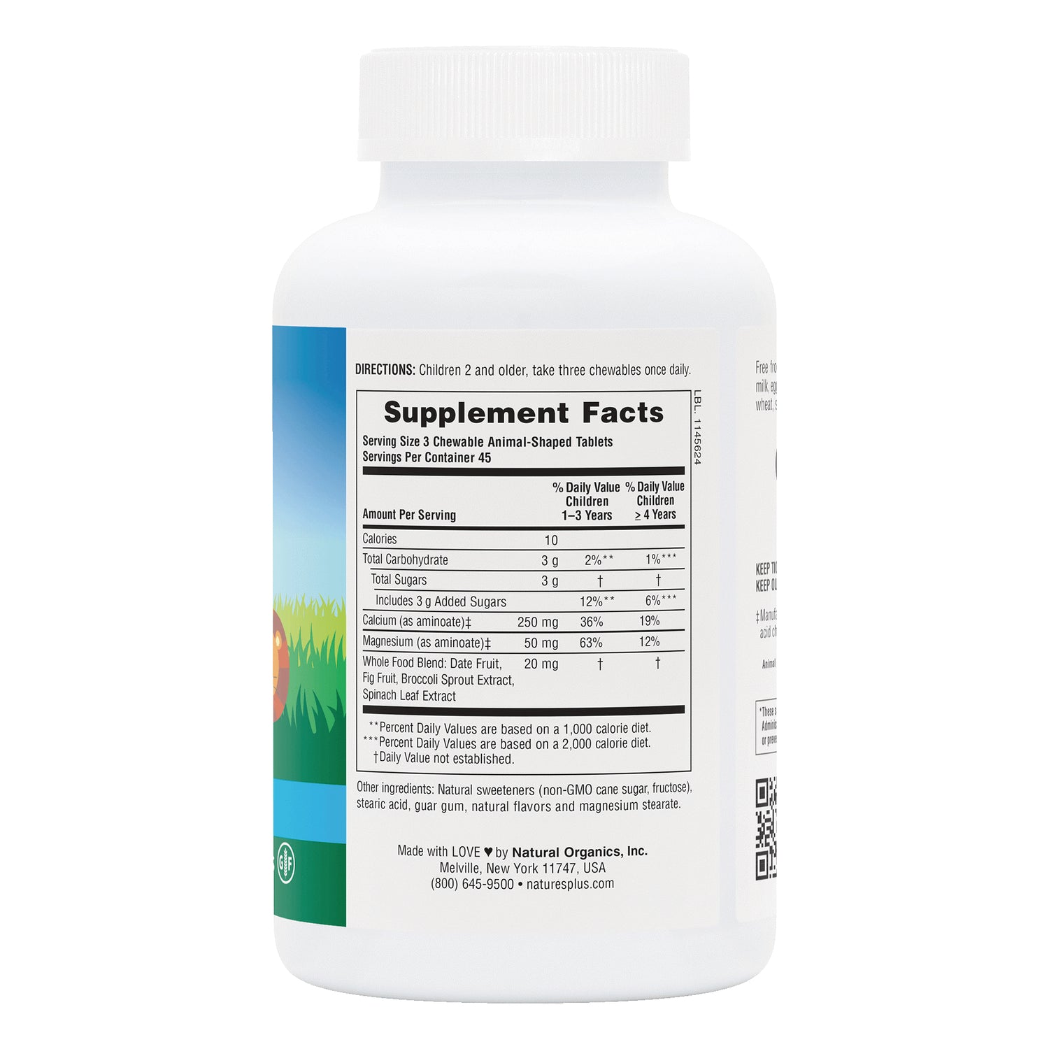 NTP005 | Back of white supplement bottle showing Supplement Facts panel, directions, and ingredient list