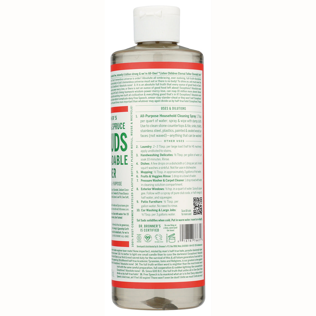 DRB055 | Back label of a liquid cleaning bottle showing uses, dilutions, ingredients and barcode - Thumbnail