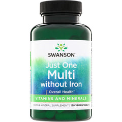SW832 | Swanson Just One Multi without Iron, Vitamins and Minerals, 130 vegan tablets bottle front