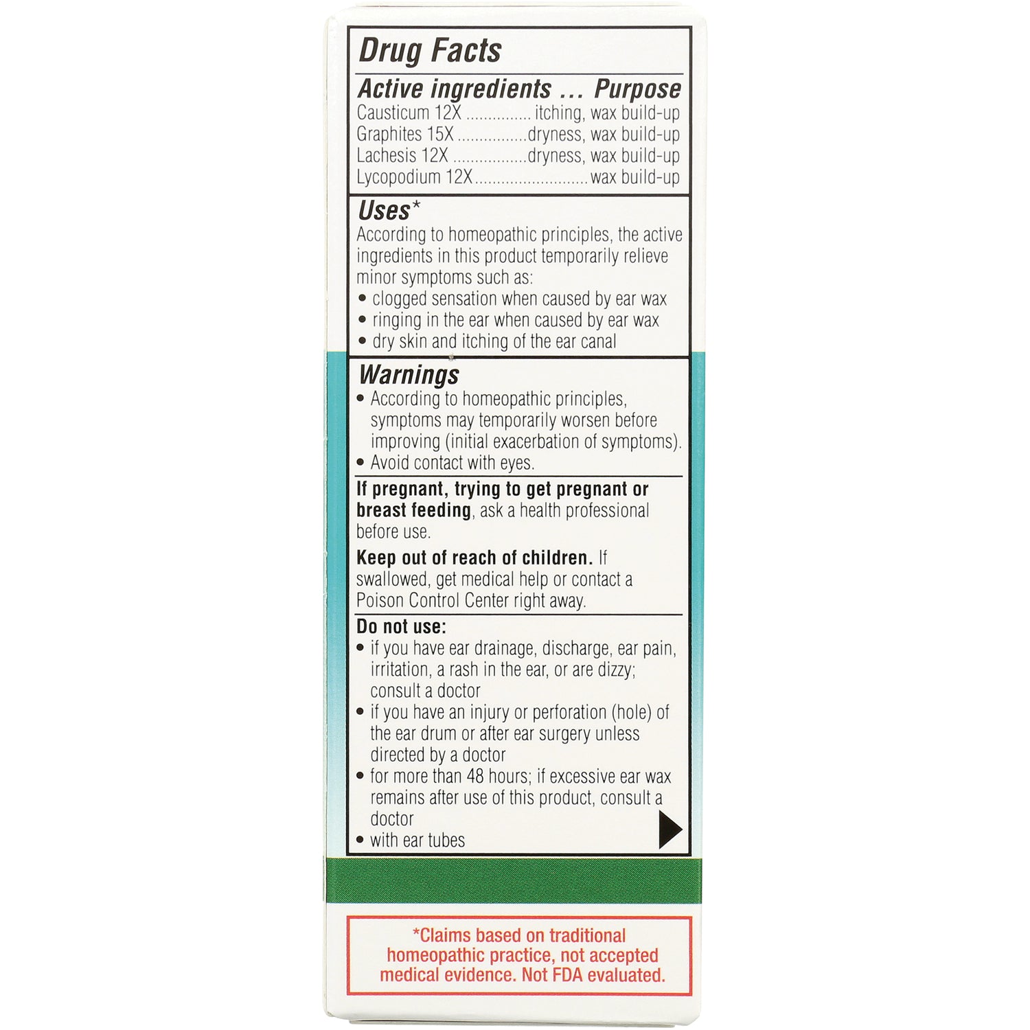 SM006 | back panel showing Drug Facts with active ingredients, uses, warnings and directions