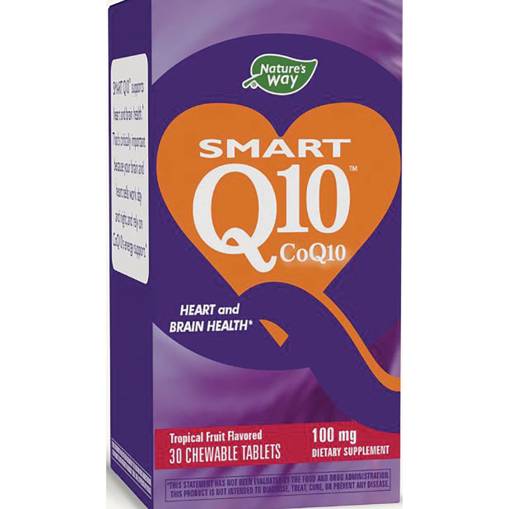 ET385 | Nature's Way Smart Q10 CoQ10 tropical fruit flavored 30 chewable tablets 100 mg front packaging - Thumbnail