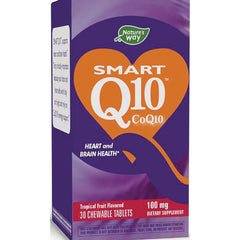 ET385 | Nature's Way Smart Q10 CoQ10 tropical fruit flavored 30 chewable tablets 100 mg front packaging