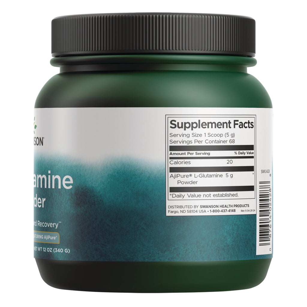 SWU428 | Supplement Facts panel for AjiPure L-Glutamine powder, serving size 1 scoop (5 g), 68 servings - Thumbnail