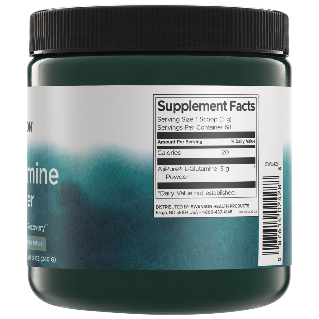 SWU428 | Supplement Facts panel for AjiPure L-Glutamine powder, serving size 1 scoop (5 g), 68 servings - Thumbnail