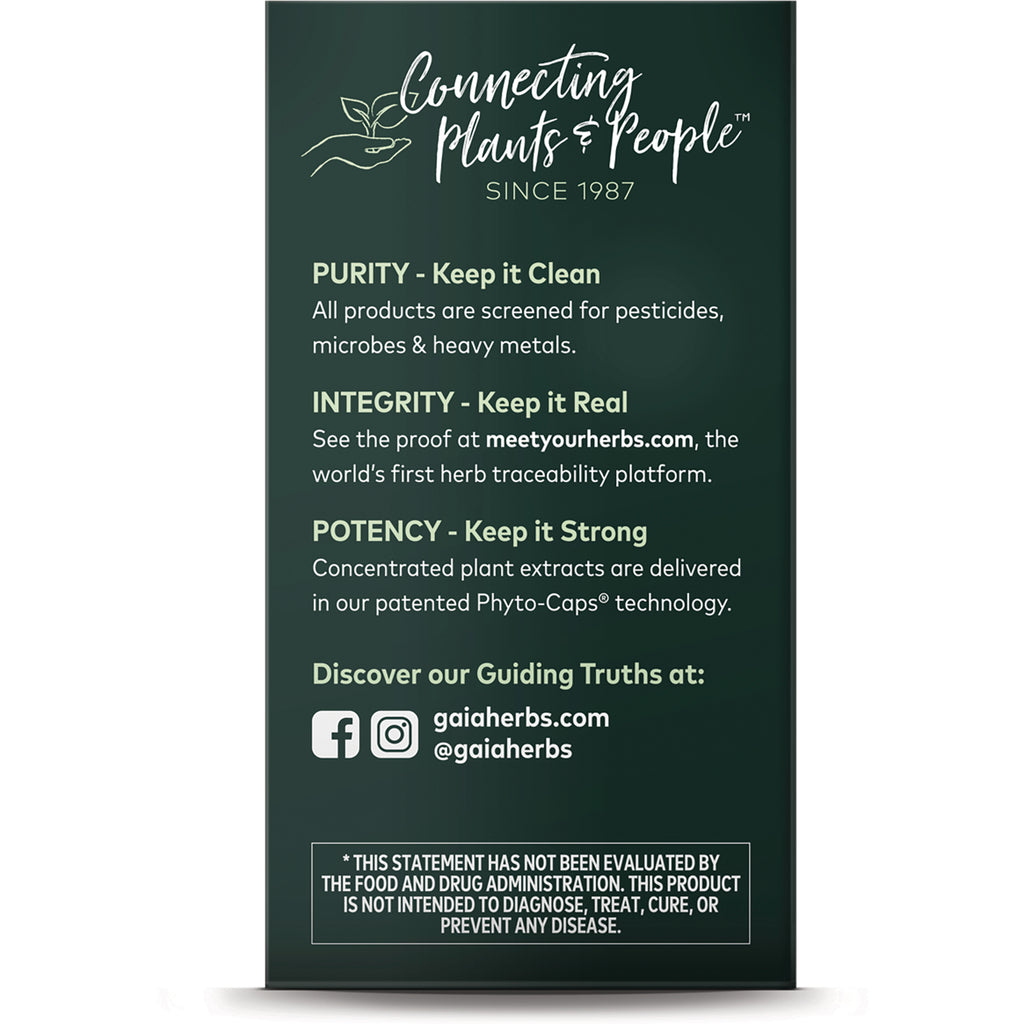 GH159 | product infographic listing Purity, Integrity, Potency and gaiaherbs.com with social icons - Thumbnail