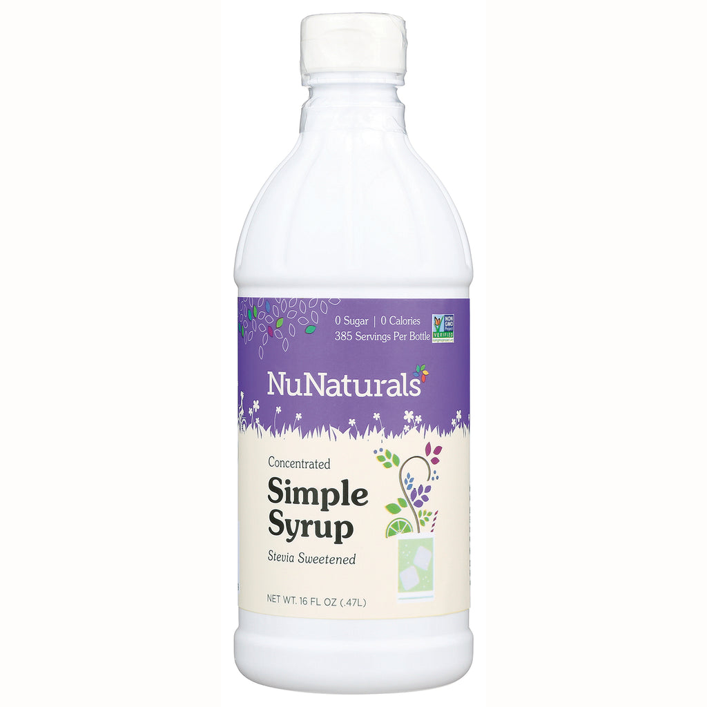 NN054 | NuNaturals Simple Syrup stevia sweetened concentrated bottle front, 16 fl oz - Thumbnail