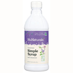NN054 | NuNaturals Simple Syrup stevia sweetened concentrated bottle front, 16 fl oz