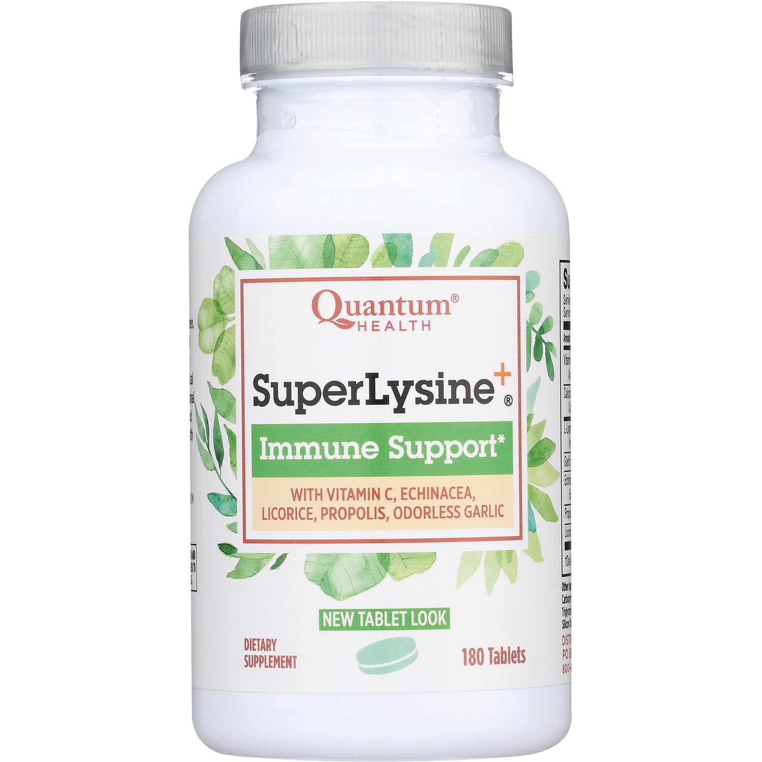 QU029 | Quantum Health SuperLysine+ Immune Support supplement bottle, 180 tablets, front label