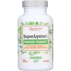 QU029 | Quantum Health SuperLysine+ Immune Support supplement bottle, 180 tablets, front label