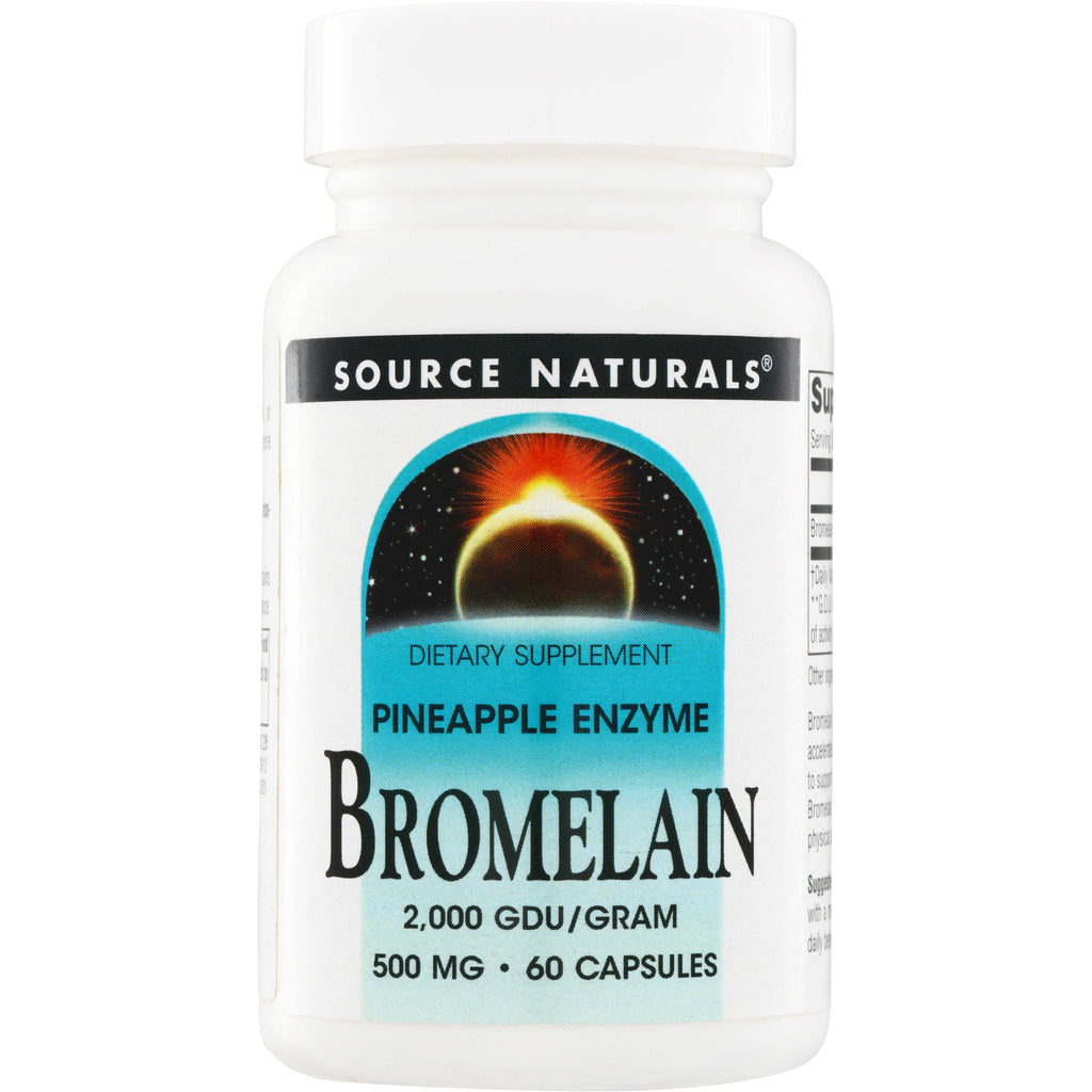 SN440 | Source Naturals Pineapple Enzyme Bromelain 2,000 GDU/Gram, 500 mg, 60 capsules - Thumbnail