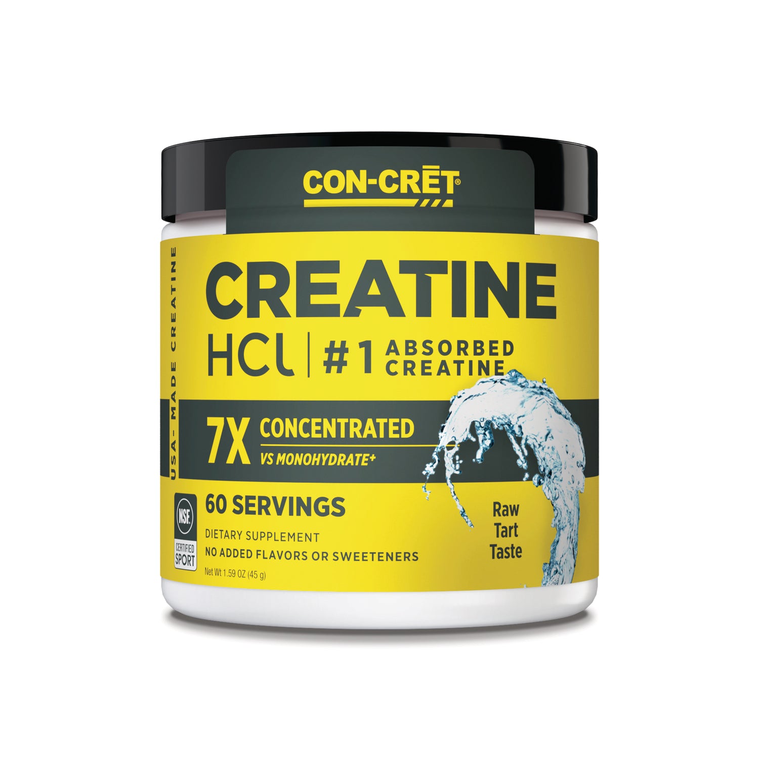CNC005 | Con-Cret Creatine HCL, 60 Servings, 1.59 OZ, Raw Tart Taste