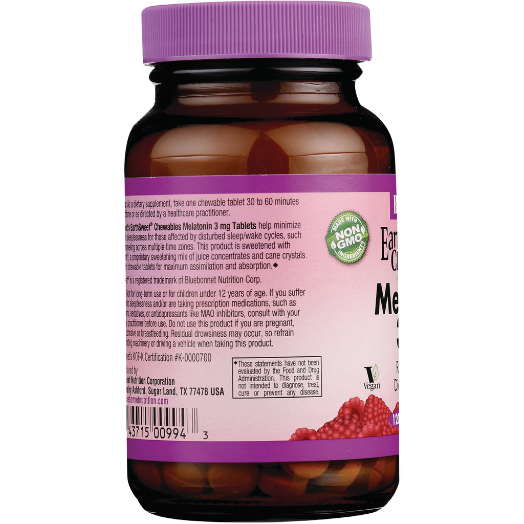 BLU142 | Brown supplement bottle back label with directions, warnings, barcode, non-GMO badge and raspberry graphic - Thumbnail