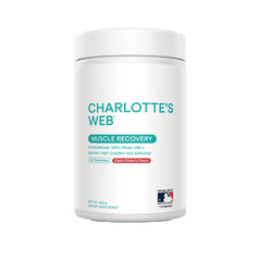 RE002 | Charlotte's Web Muscle Recovery white jar labeled 60 gummies Dark Cherry flavor dietary supplement