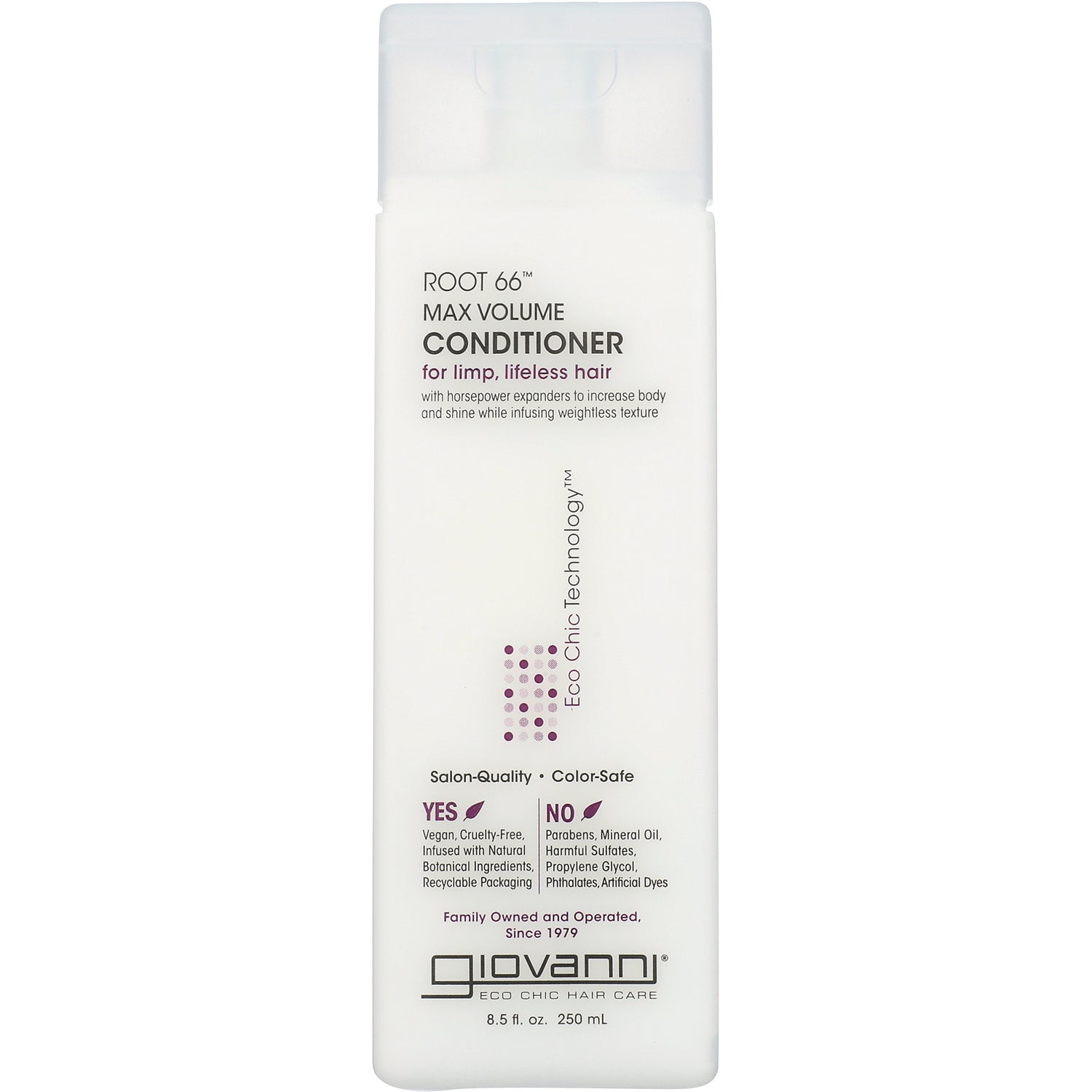 GV030 | White bottle of ROOT 66 Max Volume conditioner for limp, lifeless hair by Giovanni
