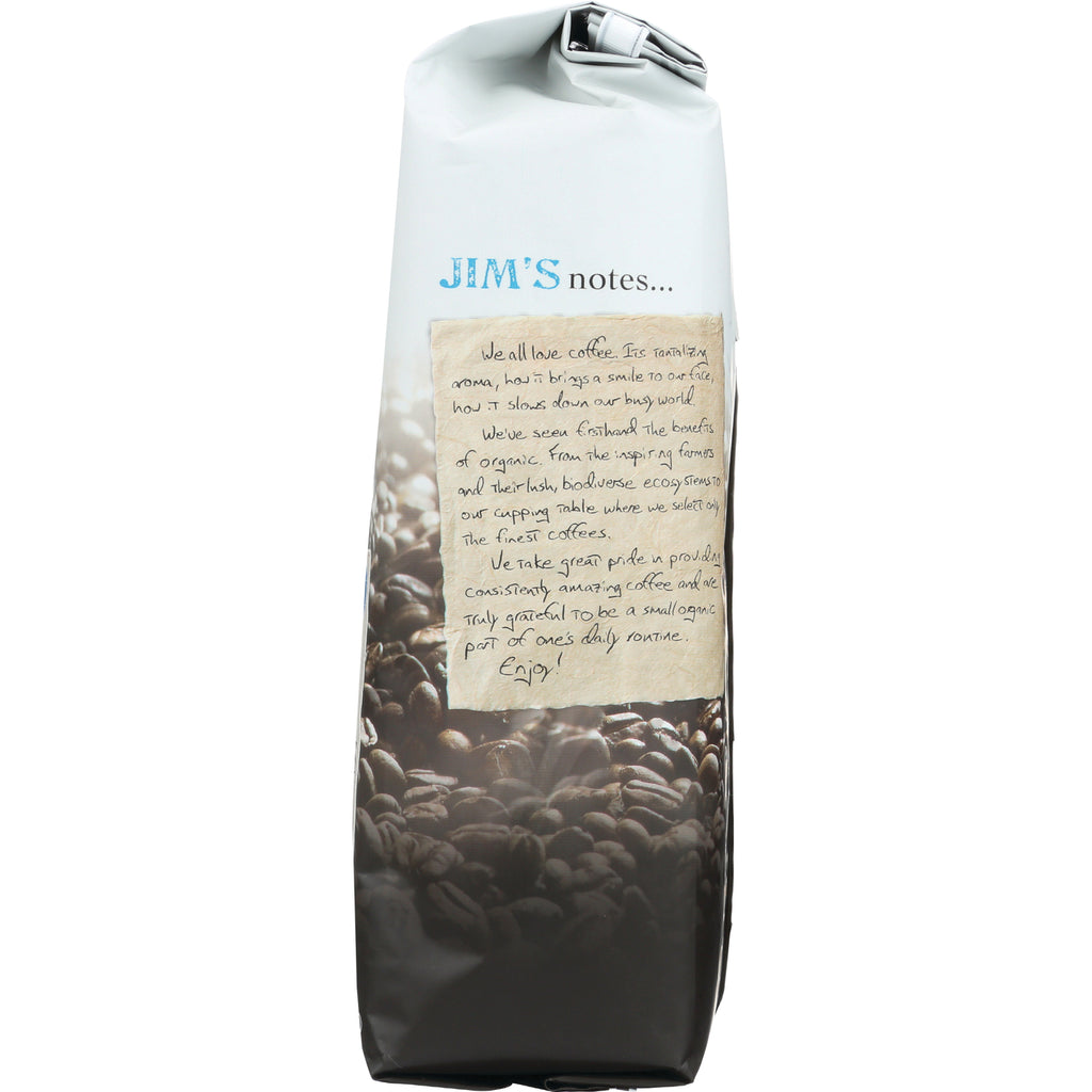 JOC014 | White and brown coffee bag showing JIM'S notes panel over coffee bean photo - Thumbnail