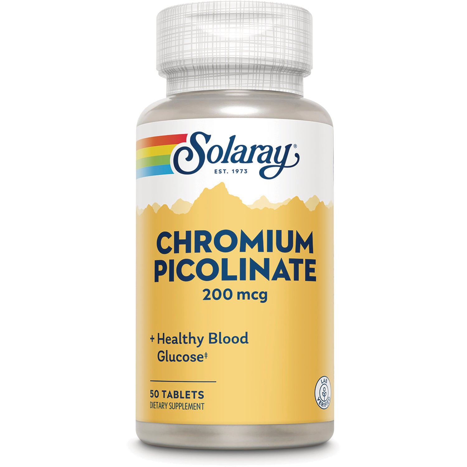 SLR342 | Solaray Chromium Picolinate 200 mcg bottle, 50 tablets, front label