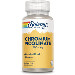 SLR342 | Solaray Chromium Picolinate 200 mcg bottle, 50 tablets, front label