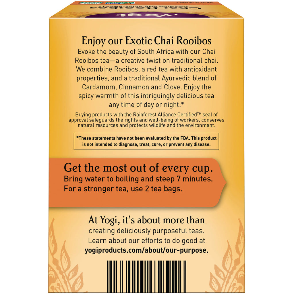 AHW022 | Back panel of chai rooibos tea box with brewing instructions 'Get the most out of every cup' and barcode - Thumbnail