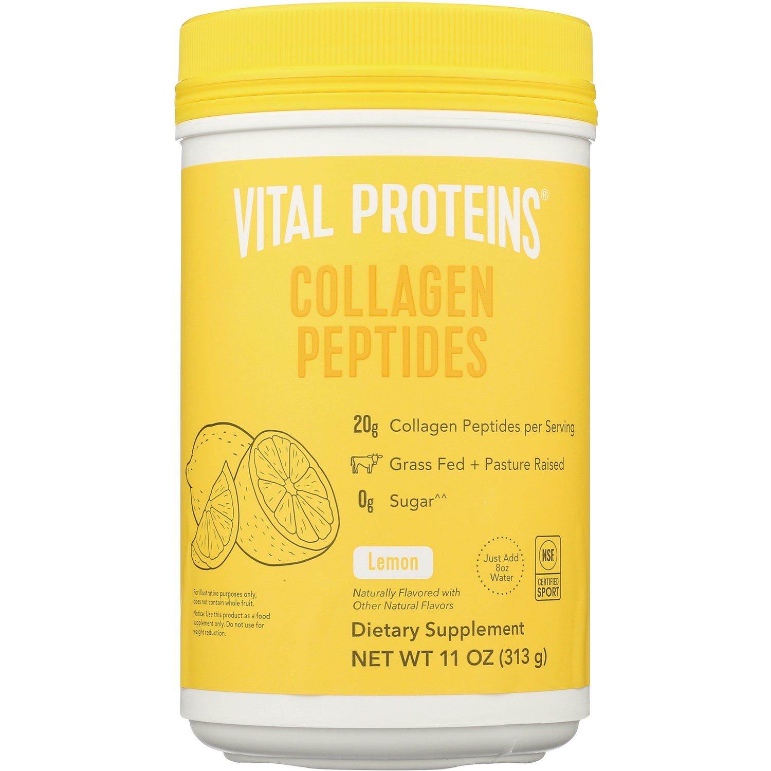 VPR054 | Vital Proteins Collagen Peptides Lemon, 11 oz tub; 20g collagen, grass fed, 0g sugar